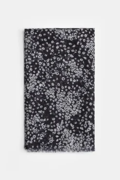 Le Temps des Cerises Foulard Jadida A Motif Fleuri Noir Et Blanc Black Flower Shop