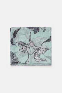 Le Temps des Cerises Foulard Myriam A Motif Fleuri Vert D'Eau Icy Sale