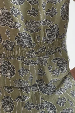 Le Temps des Cerises Gilet Gish Kaki A Motif Fleuri Lizard Online