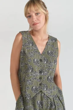 Le Temps des Cerises Gilet Gish Kaki A Motif Fleuri Lizard Online