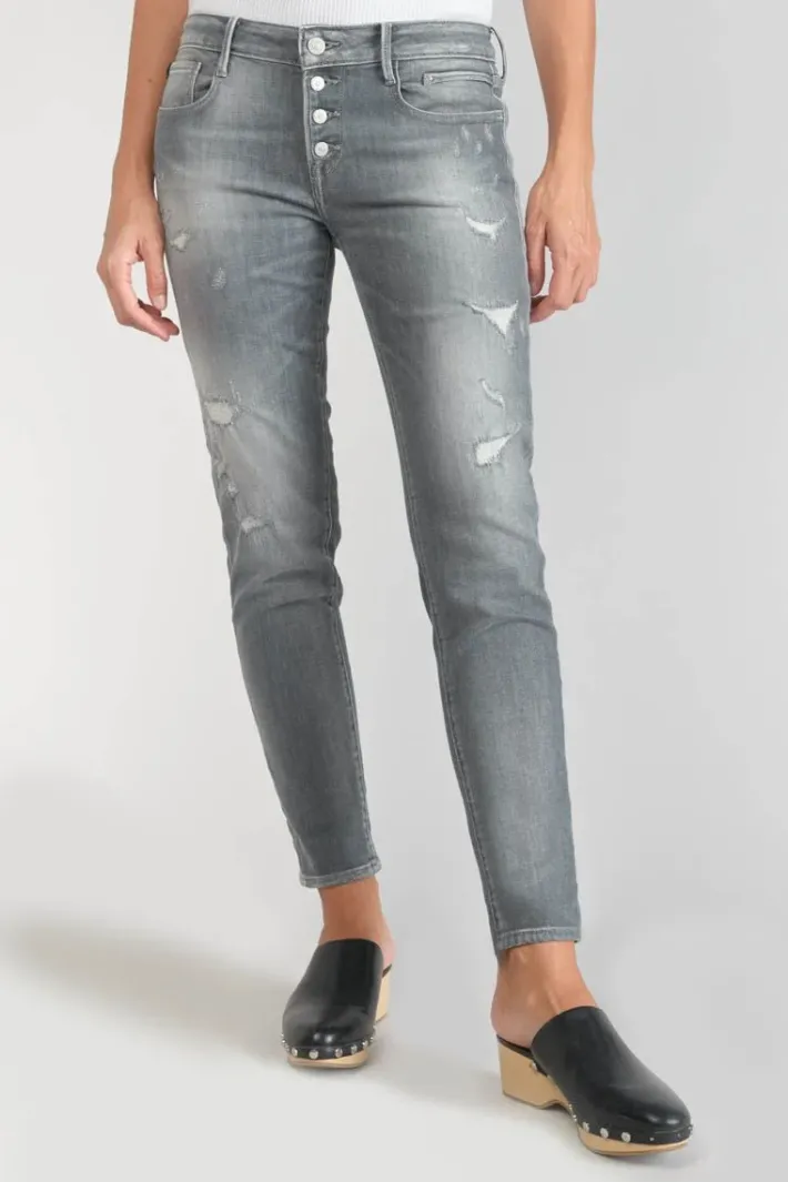 Le Temps des Cerises Goudes Power Skinny 7/8Eme Jeans Destroy Gris N°3 Grey New