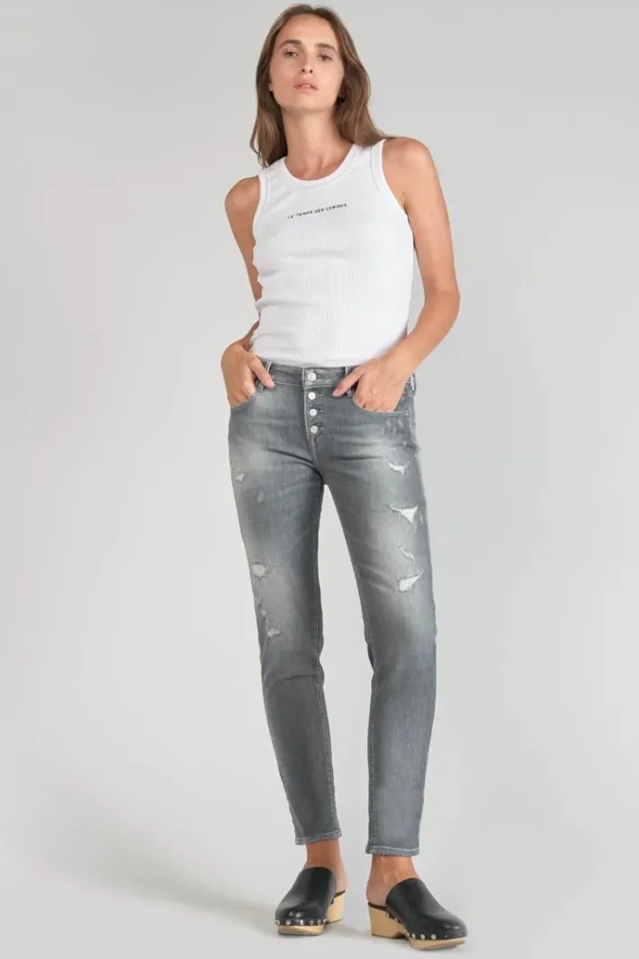 Le Temps des Cerises Goudes Power Skinny 7/8Eme Jeans Destroy Gris N°3 Grey New