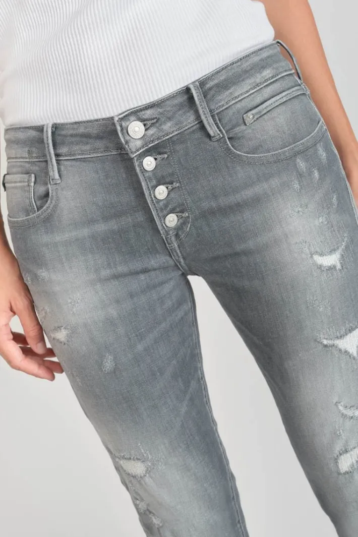 Le Temps des Cerises Goudes Power Skinny 7/8Eme Jeans Destroy Gris N°3 Grey New