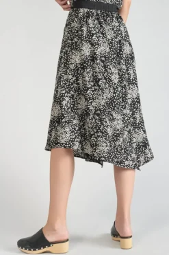 Le Temps des Cerises Jupe Longue Cassand A Motif Fleuri Noir Et Blanc Black Flower Best