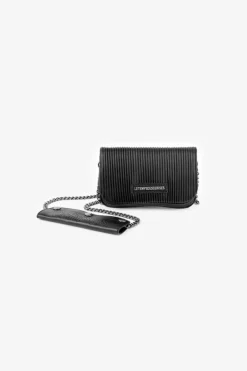 Le Temps des Cerises Mini Sac A Bandouliere Jade Noir Plisse Black Cheap
