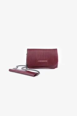 Le Temps des Cerises Mini Sac A Bandouliere Jade Bordeaux Plisse Rouge Fonce Clearance