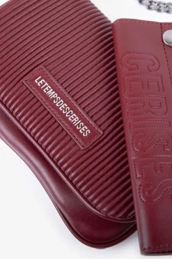 Le Temps des Cerises Mini Sac A Bandouliere Jade Bordeaux Plisse Rouge Fonce Clearance