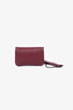 Le Temps des Cerises Mini Sac A Bandouliere Jade Bordeaux Plisse Rouge Fonce Clearance