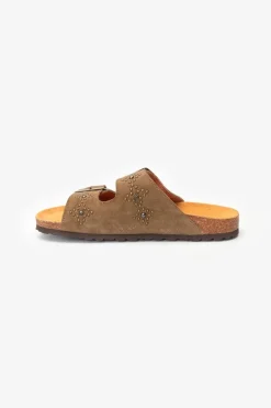 Le Temps des Cerises Mules Cloutees Naomie Kaki Khaki Best