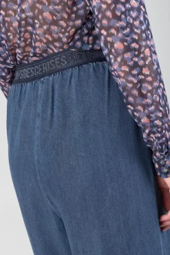 Le Temps des Cerises Pantalon Fluide Jane En Tencel Bleu Denim Stone Hot