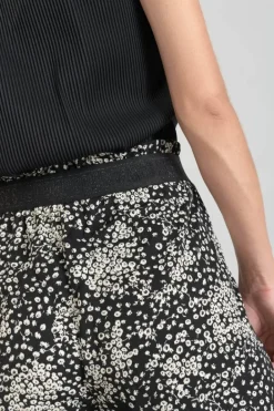 Le Temps des Cerises Pantalon Fluide Luisa A Motif Fleuri Noir Et Blanc Black Flower Discount