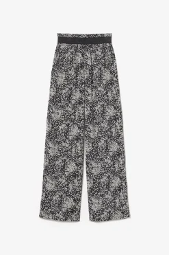 Le Temps des Cerises Pantalon Fluide Luisa A Motif Fleuri Noir Et Blanc Black Flower Discount