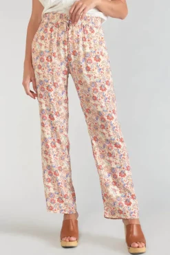 Le Temps des Cerises Pantalon Henel A Motif Cachemire Pomelo New