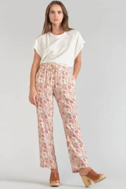 Le Temps des Cerises Pantalon Henel A Motif Cachemire Pomelo New
