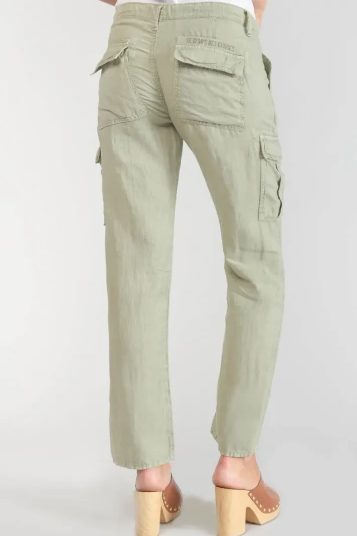 Le Temps des Cerises Pantalon Louisa En Lin Vert Amande Sea Spray New