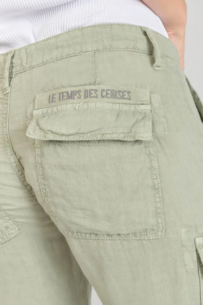 Le Temps des Cerises Pantalon Louisa En Lin Vert Amande Sea Spray New