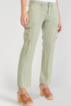 Le Temps des Cerises Pantalon Louisa En Lin Vert Amande Sea Spray New