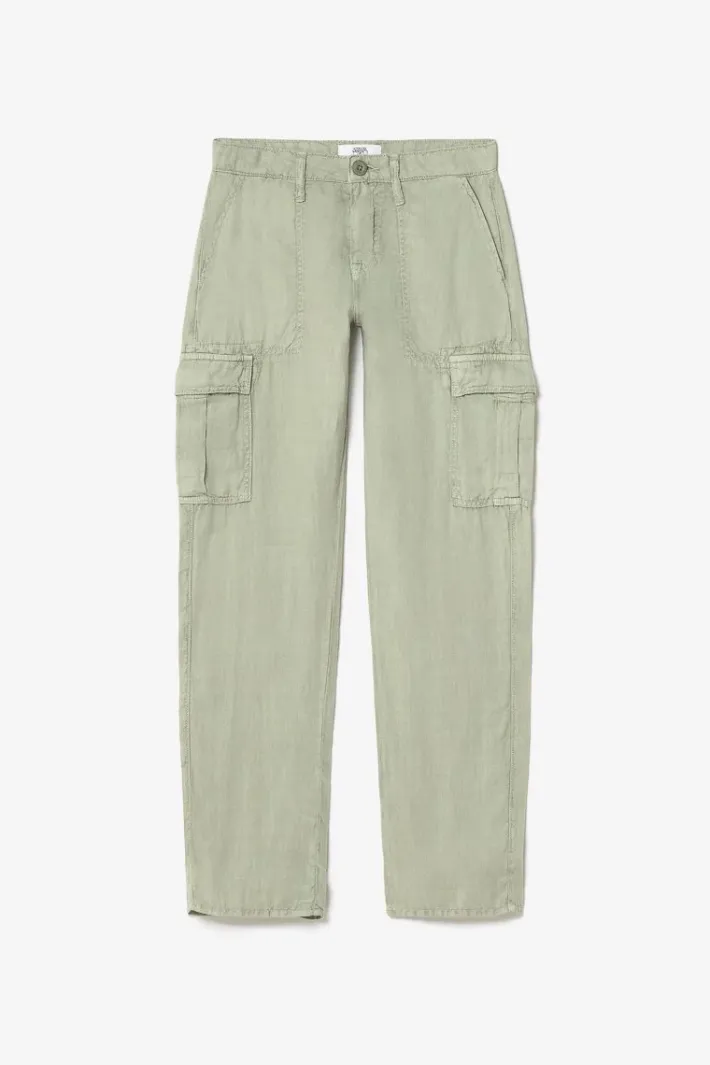 Le Temps des Cerises Pantalon Louisa En Lin Vert Amande Sea Spray New