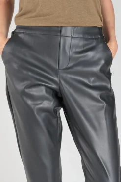 Le Temps des Cerises Pantalon Mineta En Simili Cuir Noir Black Hot