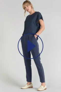Le Temps des Cerises Pantalon Reydel Bleu Marine A Fermeture Asymetrique Midnight Hot