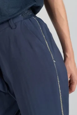 Le Temps des Cerises Pantalon Reydel Bleu Marine A Fermeture Asymetrique Midnight Hot