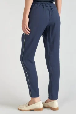Le Temps des Cerises Pantalon Reydel Bleu Marine A Fermeture Asymetrique Midnight Hot