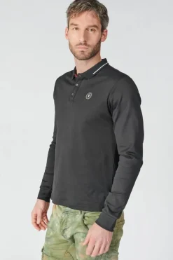 Le Temps des Cerises Polo Manches Longues Ronan Noir Black Cheap