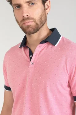 Le Temps des Cerises Polo Novil En Jacquard Rose Pink Clearance