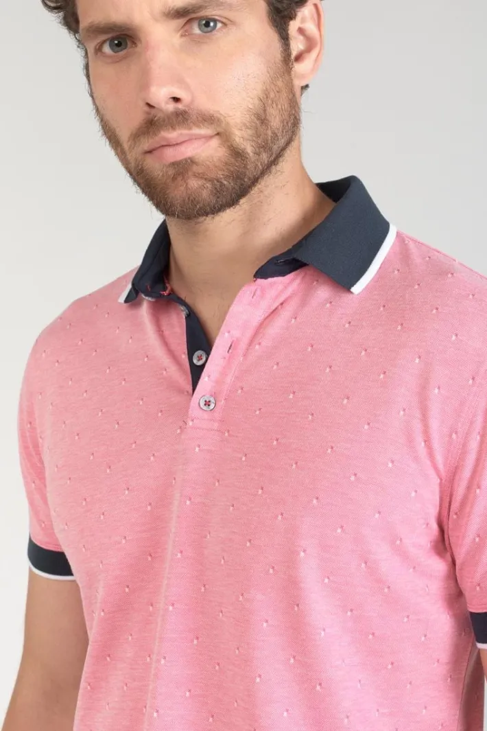 Le Temps des Cerises Polo Novil En Jacquard Rose Pink Clearance