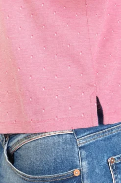 Le Temps des Cerises Polo Novil En Jacquard Rose Pink Clearance