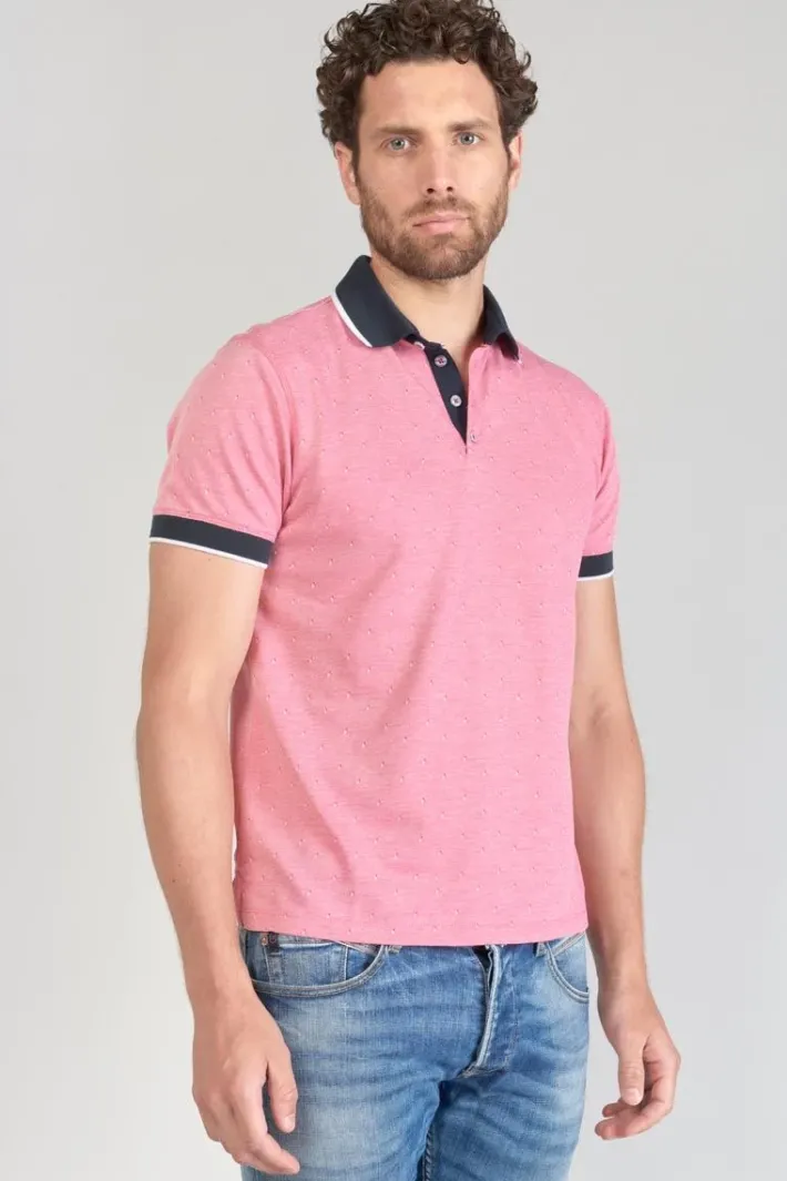 Le Temps des Cerises Polo Novil En Jacquard Rose Pink Clearance