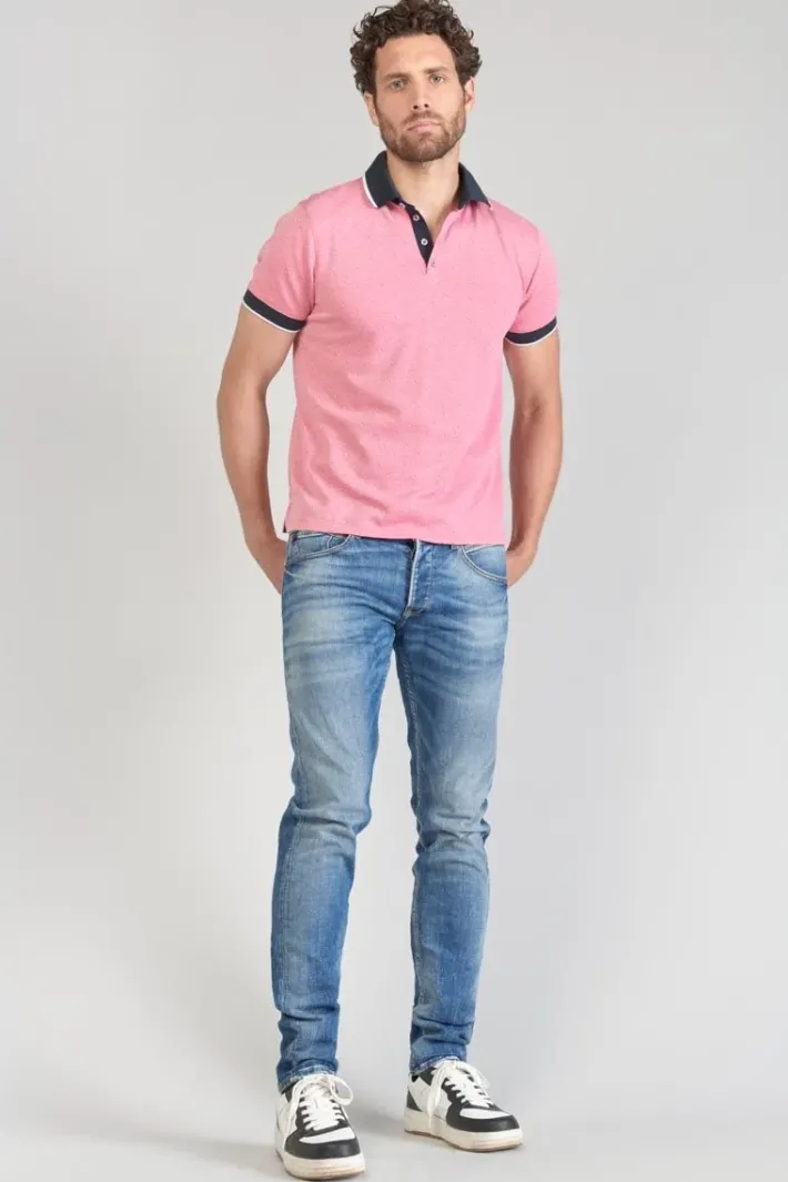 Le Temps des Cerises Polo Novil En Jacquard Rose Pink Clearance