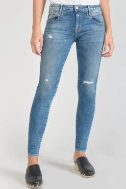 Le Temps des Cerises Pounche Power Skinny 7/8Eme Jeans Destroy Bleu N°3 Blue Hot