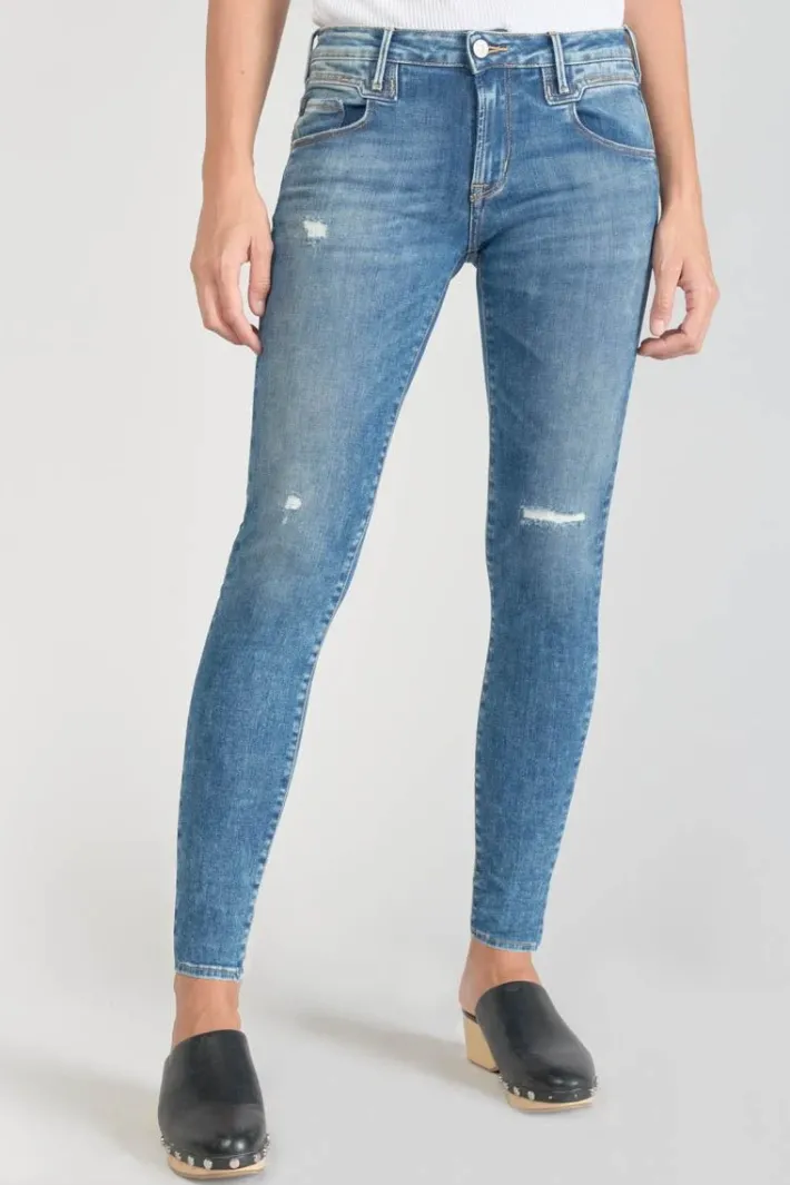 Le Temps des Cerises Pounche Power Skinny 7/8Eme Jeans Destroy Bleu N°3 Blue Hot