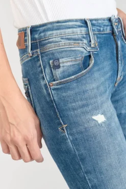 Le Temps des Cerises Pounche Power Skinny 7/8Eme Jeans Destroy Bleu N°3 Blue Hot