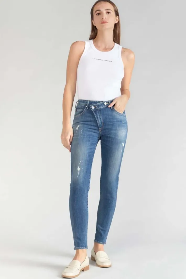 Le Temps des Cerises Power Skinny Taille Haute 7/8Eme Jeans Destroy Bleu N°2 Blue Best