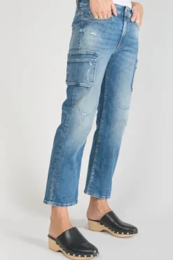 Le Temps des Cerises Precieux Taille Haute 7/8Eme Jeans Destroy Bleu N°3 Blue Flash Sale