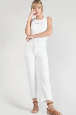 Le Temps des Cerises Pricilia Taille Haute 7/8Eme Destroy Jeans Blanc White Fashion