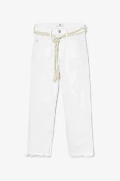 Le Temps des Cerises Pricilia Taille Haute 7/8Eme Destroy Jeans Blanc White Fashion
