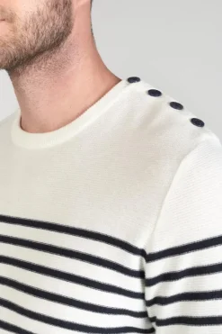 Le Temps des Cerises Pull Loral Mariniere Off White Best Sale