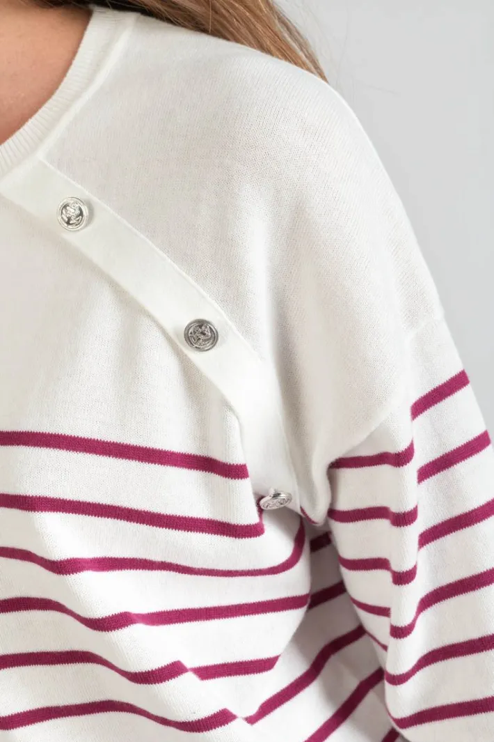 Le Temps des Cerises Pull Mareva Mariniere Prune Aster Online