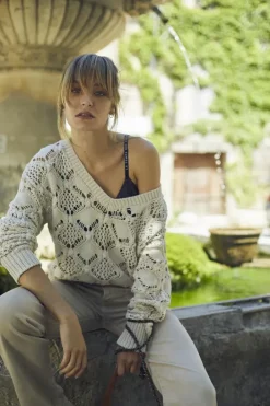 Le Temps des Cerises Pull Poots Ajoure Sable Sand Fashion