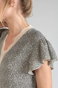 Le Temps des Cerises Robe Aliette A Motif Et Noir Beige Store