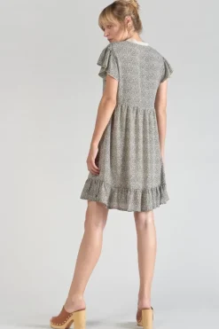 Le Temps des Cerises Robe Aliette A Motif Et Noir Beige Store