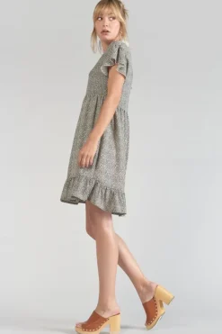 Le Temps des Cerises Robe Aliette A Motif Et Noir Beige Store