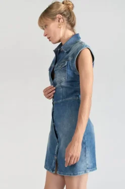 Le Temps des Cerises Robe Diderot En Jeans Bleu Blue Shop