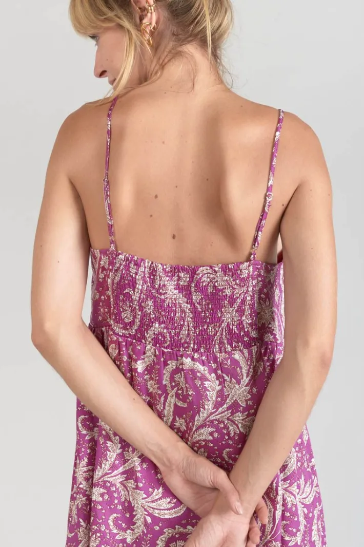 Le Temps des Cerises Robe Elden Violine A Motif Cachemire Aster Hot