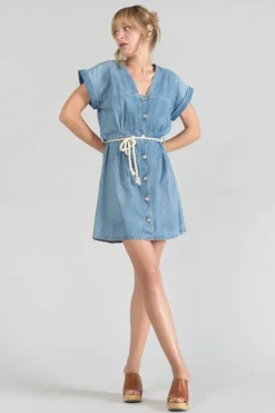 Le Temps des Cerises Robe Eourres En Jeans Bleu Blue Online