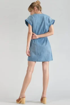 Le Temps des Cerises Robe Eourres En Jeans Bleu Blue Online