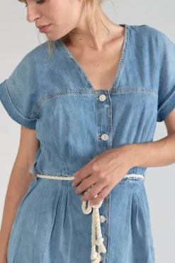 Le Temps des Cerises Robe Eourres En Jeans Bleu Blue Online